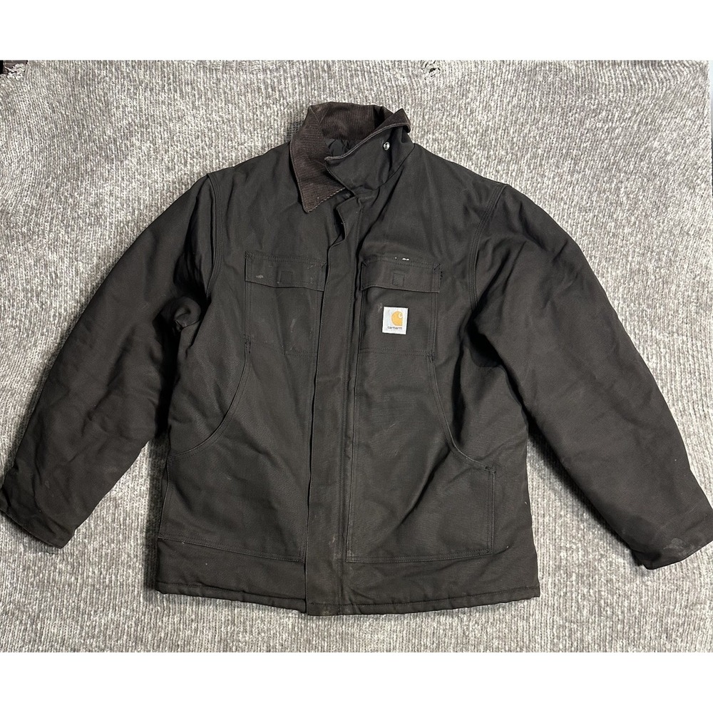 Vintage Carhartt C03 Jacket Coat Black Quilted Lined Canvas Work Y2K Mens 46